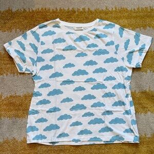 Sugarhill Brighton oversized t shirt top clouds blue white XS womens